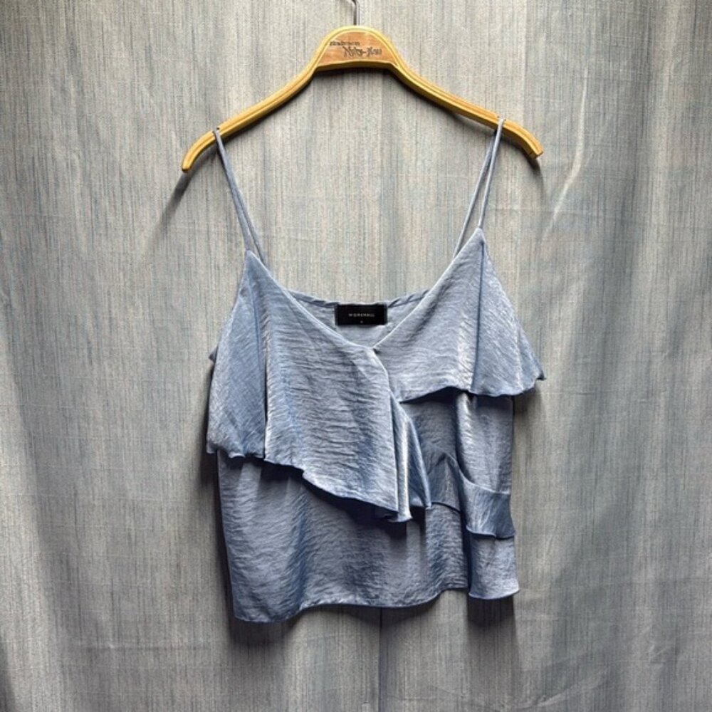 Work hall Blue Asymmetrical Ruffled Camisole size medium